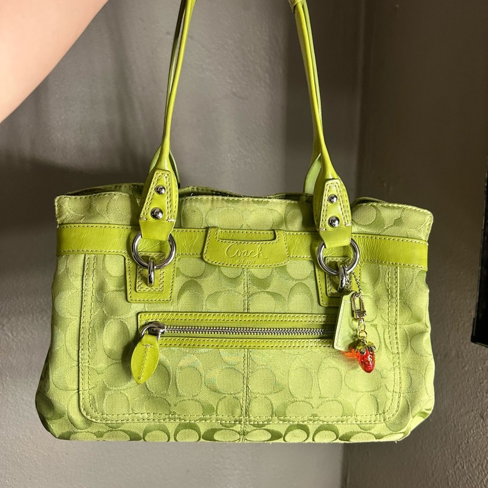 SOLD Coach Lime Green Signature Shoulder Bag